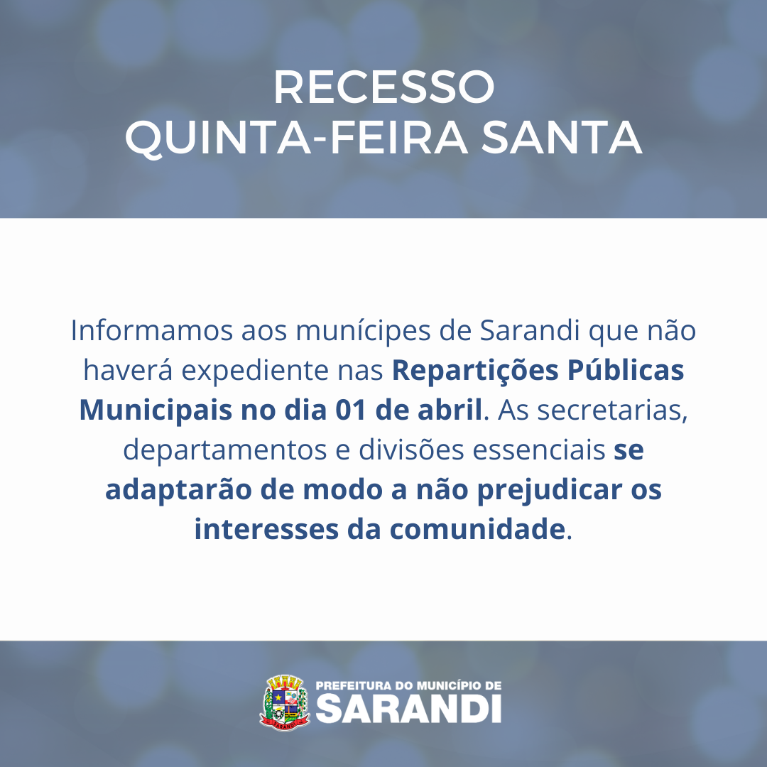 Recesso Municipal - 01/04/2021